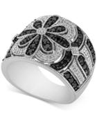 Diamond Floral Pattern Ring (1 Ct. T.w.) In Sterling Silver