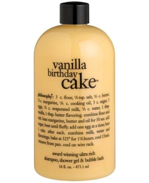Philosophy Vanilla Birthday Cake Ultra Rich 3-in-1 Shampoo, Body Wash, And Bubble Bath, 16 Oz.