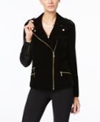 Inc International Concepts Velvet Moto Jacket, Created For Macy's