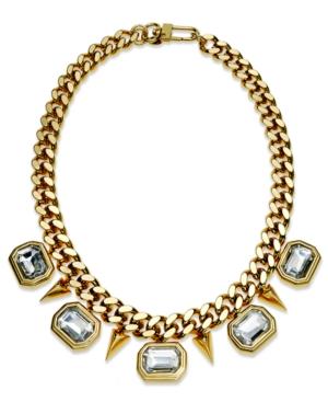 Juicy Couture Necklace  Gold Tone Rectangular Stone Spike Frontal Necklace