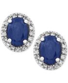 Royale Bleu By Effy Sapphire (1-1/8 Ct. T.w.) Diamond (1/8 Ct. T.w.) Stud Earrings In 14k White Gold