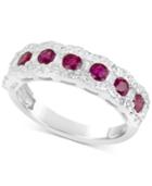 Sapphire (7/8 Ct. T.w.) & Diamond (3/8 Ct. T.w.) Ring In 14k White Gold (also Available In Emerald & Ruby)