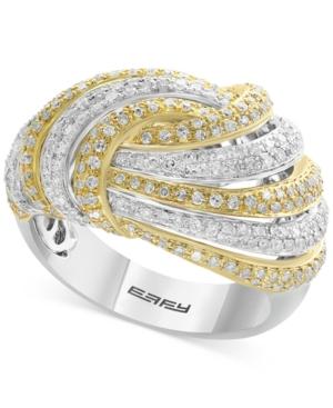 Effy Diamond Two-tone Knot Ring (1-1/8 Ct. T.w.) In 14k Gold In White Gold