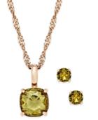 Charter Club Gold-tone Crystal Pendant Necklace And Stud Earrings