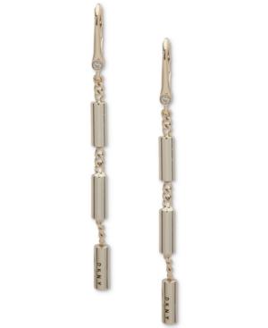 Dkny Gold-tone Pave Linear Drop Earrings, Created For Macy's