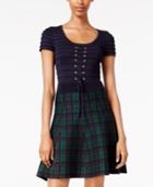Xoxo Juniors' Lace-up Plaid Fit & Flare Dress