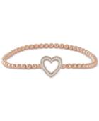 Wrapped Diamond Heart Stretch Bead Bracelet (1/6 Ct. T.w) In 14k Rose Gold Over Sterling Silver, Created For Macy's