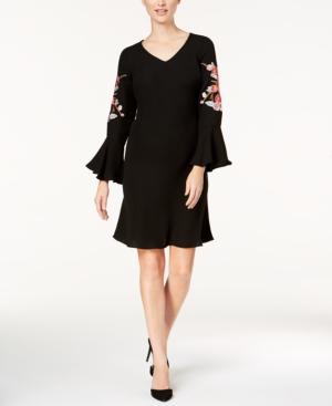 Sl Fashions Embroidered Bell-sleeve A-line Dress