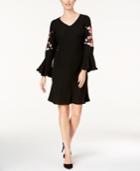 Sl Fashions Embroidered Bell-sleeve A-line Dress