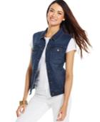 Style & Co. Petite Mosaic Wash Denim Vest, Only At Macy's