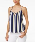 Lily Black Juniors' Striped Strappy-back Camisole, Only At Macy's