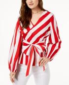 I.n.c. Striped Wrap Blouse, Created For Macy's