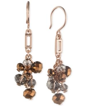 Anne Klein Rose Gold-tone Cluster Drop Earrings