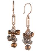 Anne Klein Rose Gold-tone Cluster Drop Earrings