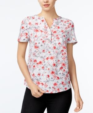 Kensie Windy Roses Short-sleeve Top