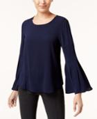 Cable & Gauge Gathered Bell-sleeve Blouse