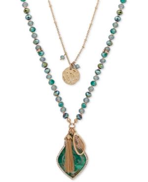 Lonna & Lilly Gold-tone Pave, Bead & Chain Tassel 2-in-1 Pendant Necklace, 30/34 + 3 Extender