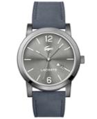 Lacoste Men's Metro Gray Suede Leather Strap Watch 42mm