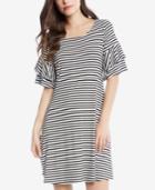 Karen Kane Striped Tiered-sleeve Dress