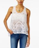 Material Girl Juniors' Geo-print Sheer Burnout Top, Only At Macy's