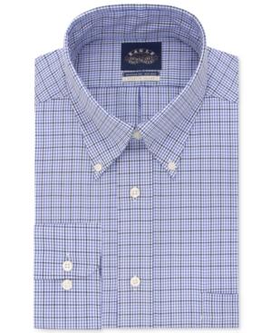 Eagle Men's Classic/regular Fit Non-iron Flex Collar Blue Check Dress Shirt
