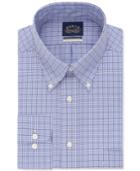 Eagle Men's Classic/regular Fit Non-iron Flex Collar Blue Check Dress Shirt