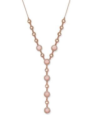 Inc International Concepts Rose Gold-tone Pave & Pink Stone Lariat Necklace, Only At Macy's