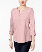 Style & Co Petite Cotton Embroidered Top, Only At Macy's