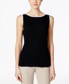 Charter Club Contrast-trim Knit Tank Top, Only At Macy's