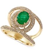 Brasilica By Effy Emerald (1-1/10 Ct. T.w.) And Diamond (5/8 Ct. T.w.) Ring In 14k Gold
