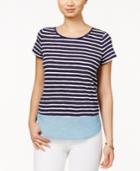 Maison Jules Striped Chambray T-shirt, Only At Macy's
