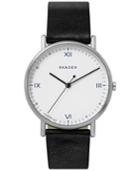 Skagen Men's Playtype Signatur Black Leather Strap Watch 40mm, A Special Edition