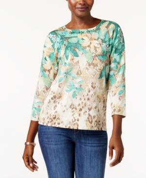 Alfred Dunner Emerald Isle Beaded Metallic Sweater