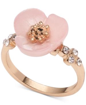 Lonna & Lilly Gold-tone Crystal & Imitation Mother-of-pearl Flower Ring