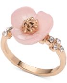 Lonna & Lilly Gold-tone Crystal & Imitation Mother-of-pearl Flower Ring