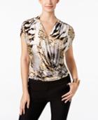 Thalia Sodi Printed Surplice Banded Hem Top, Only At Macy's