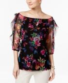 Inc International Concepts Ruffled Floral-print Top, Only At Macy's