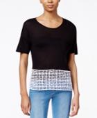 Kensie Short-sleeve Contrast Top