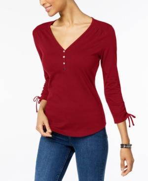 Karen Scott Cotton Henley T-shirt, Created For Macy's
