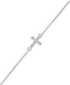 B. Brilliant Sterling Silver Anklet, Cubic Zirconia Sideways Cross Anklet (1/10 Ct. T.w.)