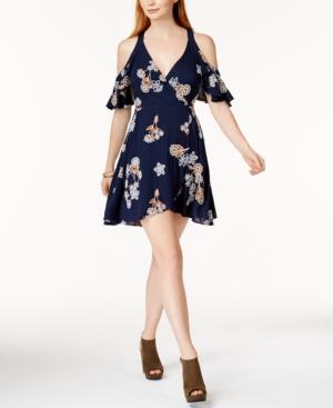 J.o.a. Embroidered Cold-shoulder Dress