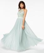 Sequin Hearts Juniors' Lace & Pleated Halter Gown, A Macy's Exclusive Style
