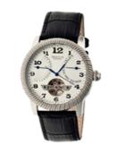 Heritor Automatic Piccard Silver Leather Watches 44mm