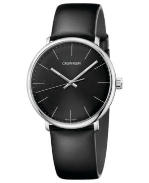 Calvin Klein Men's Swiss High Noon Black Leather Strap Watch 40mm