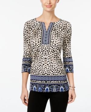 Jm Collection Mixed-print Top, Only At Macy's