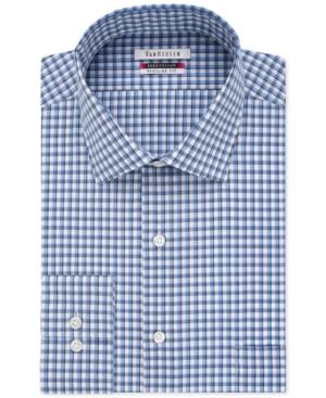 Van Heusen Men's Classic-fit Flex-collar Stream Blue Check Dress Shirt