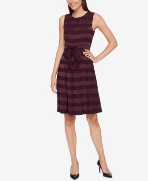 Tommy Hilfiger Striped Satin Fit & Flare Dress