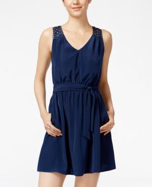 Bcx Juniors' Embellished Belted A-line Dress