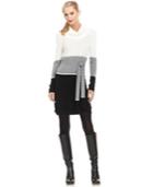 Ny Collection Petite Belted Cowl-neck Colorblock Sweater Dress
