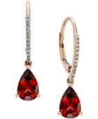 Garnet (2-1/2 Ct. T.w.) And Diamond Accent Drop Earrings In 14k Rose Gold